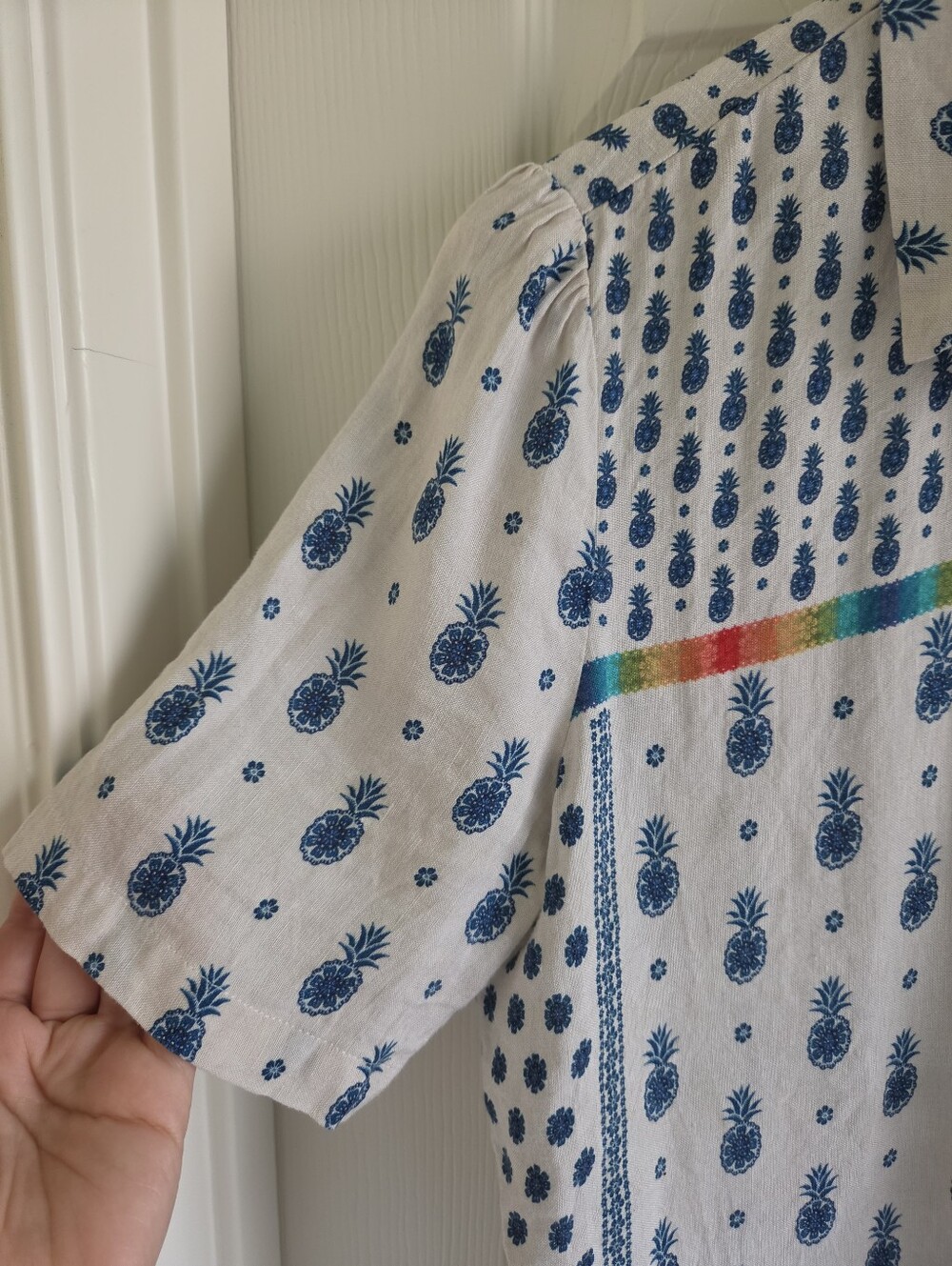 FARM Rio Surf Button Down Shirt Anthropologie Colorful Tropical Print Top XS - Picture 3 of 7